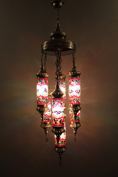 7in1 Cylinder Glass Antique Mosaic Sultan Chandelier